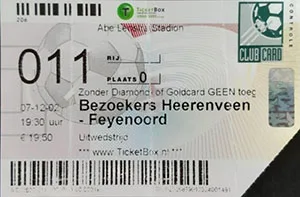 Toegangskaart sc Heerenveen – Feyenoord