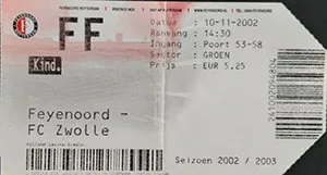Toegangskaart Feyenoord – FC Zwolle