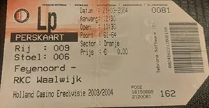 Toegangskaart Feyenoord – RKC Waalwijk