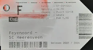 Toegangskaart Feyenoord – sc Heerenveen