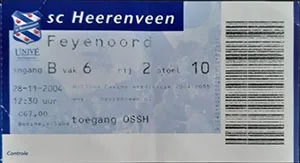 Toegangskaart sc Heerenveen – Feyenoord