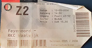 Toegangskaart Feyenoord – RKC Waalwijk