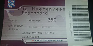 Toegangskaart sc Heerenveen – Feyenoord