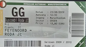 Toegangskaart Feyenoord – Roda JC