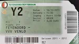 Toegangskaart Feyenoord – VVV Venlo