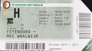 Toegangskaart Feyenoord – RKC Waalwijk