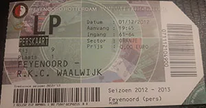 Toegangskaart Feyenoord – RKC Waalwijk