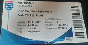 Toegangskaart PEC Zwolle – Feyenoord