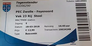 Toegangskaart PEC Zwolle – Feyenoord