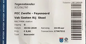 Toegangskaart FC Zwolle – Feyenoord