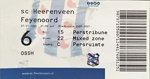 Toegangskaart sc Heerenveen – Feyenoord