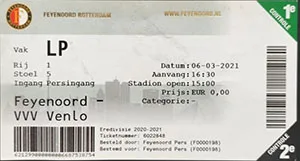 Toegangskaart Feyenoord – VVV Venlo
