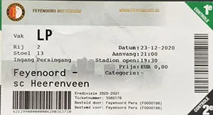 Toegangskaart Feyenoord – sc Heerenveen