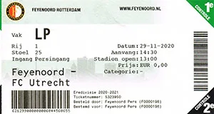 Toegangskaart Feyenoord – FC Utrecht