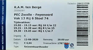 Toegangskaart FC Zwolle – Feyenoord