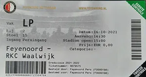 Toegangskaart Feyenoord – RKC Waalwijk