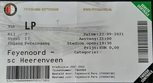 Toegangskaart Feyenoord – sc Heerenveen