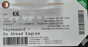 Toegangskaart Feyenoord – Go Ahead Eagles
