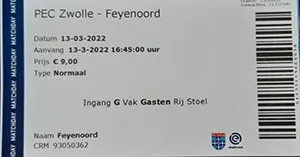 Toegangskaart FC Zwolle – Feyenoord