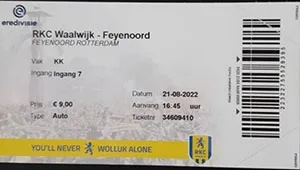 Toegangskaart RKC Waalwijk – Feyenoord
