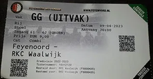 Toegangskaart Feyenoord – RKC Waalwijk