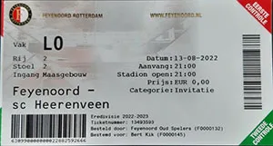 Toegangskaart Feyenoord – sc Heerenveen