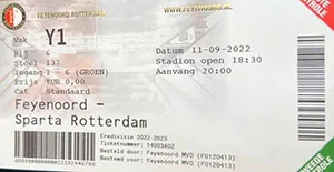 Toegangskaart Feyenoord – Sparta Rotterdam