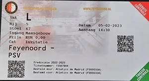 Toegangskaart Feyenoord – PSV