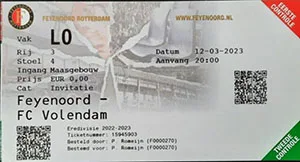 Toegangskaart Feyenoord – FC Volendam