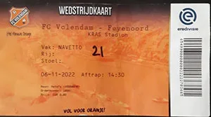 Toegangskaart FC Volendam – Feyenoord