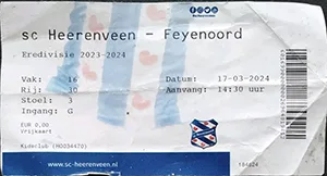 Toegangskaart sc Heerenveen – Feyenoord