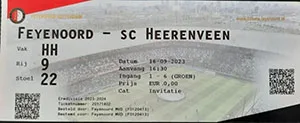 Toegangskaart Feyenoord – sc Heerenveen