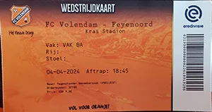 Toegangskaart FC Volendam – Feyenoord