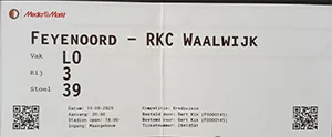Toegangskaart Feyenoord – RKC Waalwijk