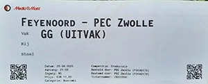 Toegangskaart Feyenoord – FC Zwolle