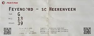 Toegangskaart Feyenoord – sc Heerenveen