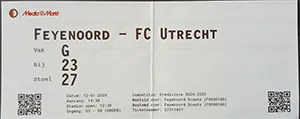 Toegangskaart Feyenoord – FC Utrecht
