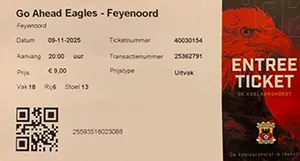 Toegangskaart Go Ahead Eagles – Feyenoord
