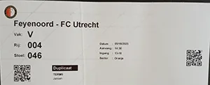 Toegangskaart Feyenoord – FC Utrecht