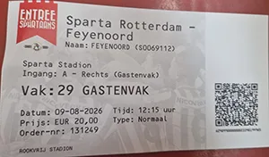 Toegangskaart Sparta Rotterdam – Feyenoord